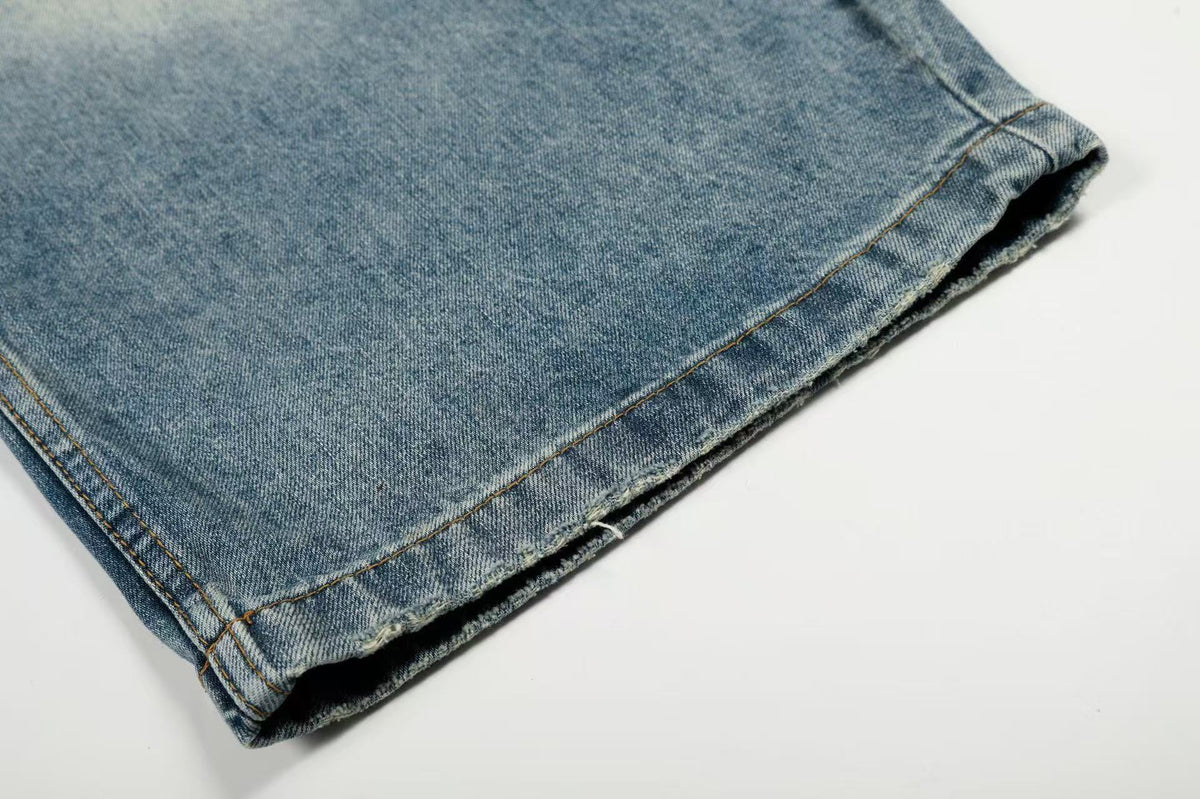 Vintage Faded Whisker Wash Baggy Jeans