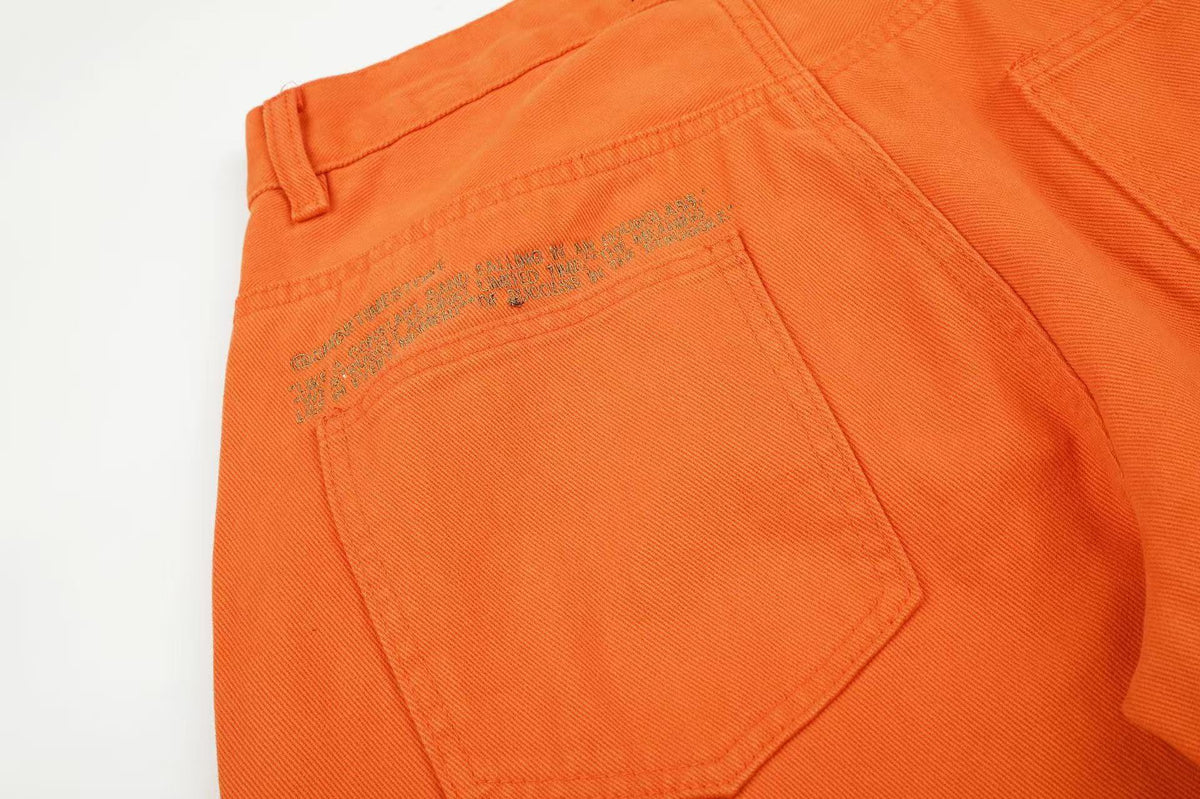 Solid Bright Orange Wide-Leg Jeans