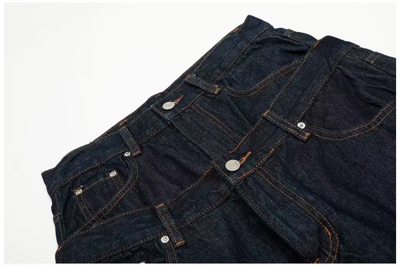 Double Waist Rivet Baggy Jeans