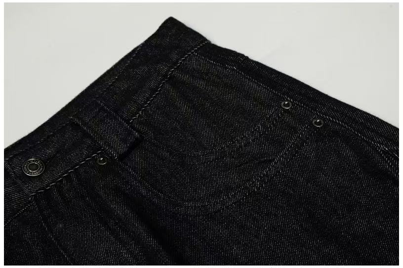 Black Seam Curved Baggy Jeans