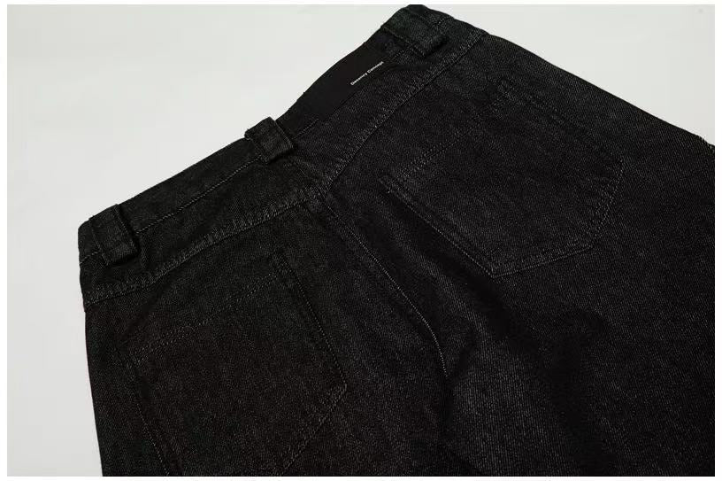 Black Seam Curved Baggy Jeans
