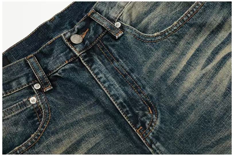 Vintage Whisker Faded Wash Wide-Leg Jeans