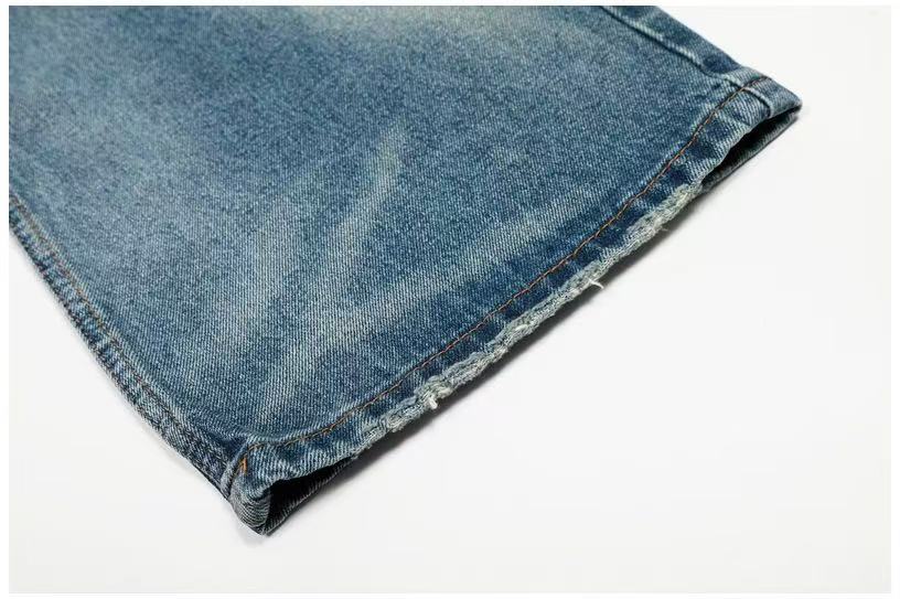 Whisker Faded Wash Wide-Leg Jeans