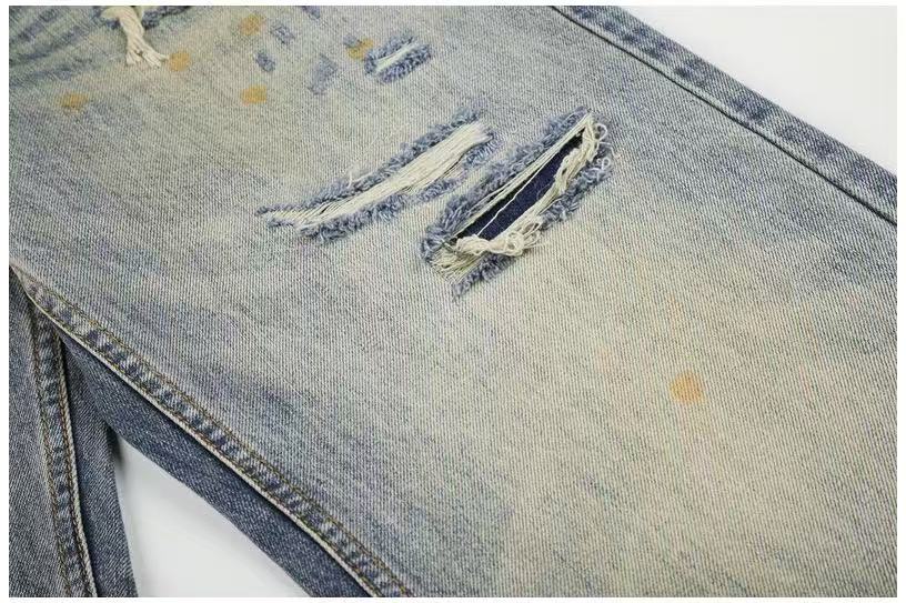 Leopard Patch Distressed Ripped Wash Wide-Leg Jeans