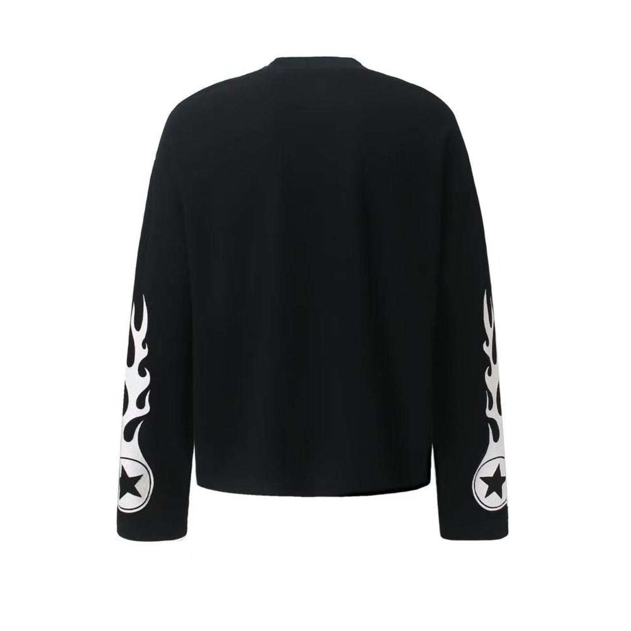 Racing Graphic Contrast Color Waffle Knit Long Sleeve