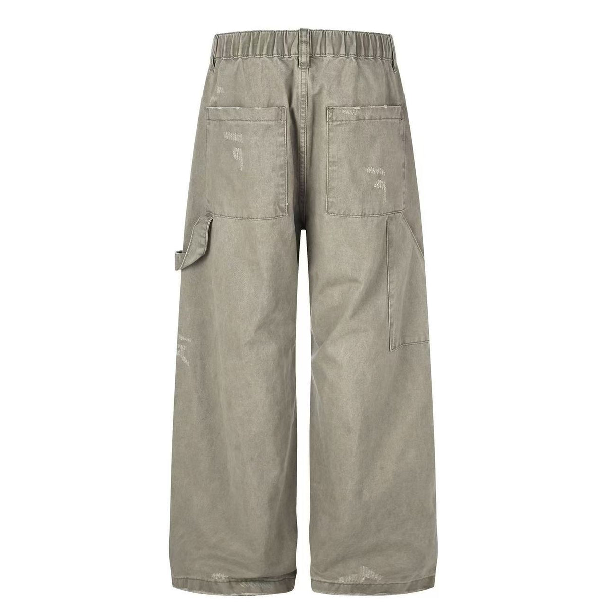 Splash Paint Distressed Chain Decor Wide-Leg Cargo Pants