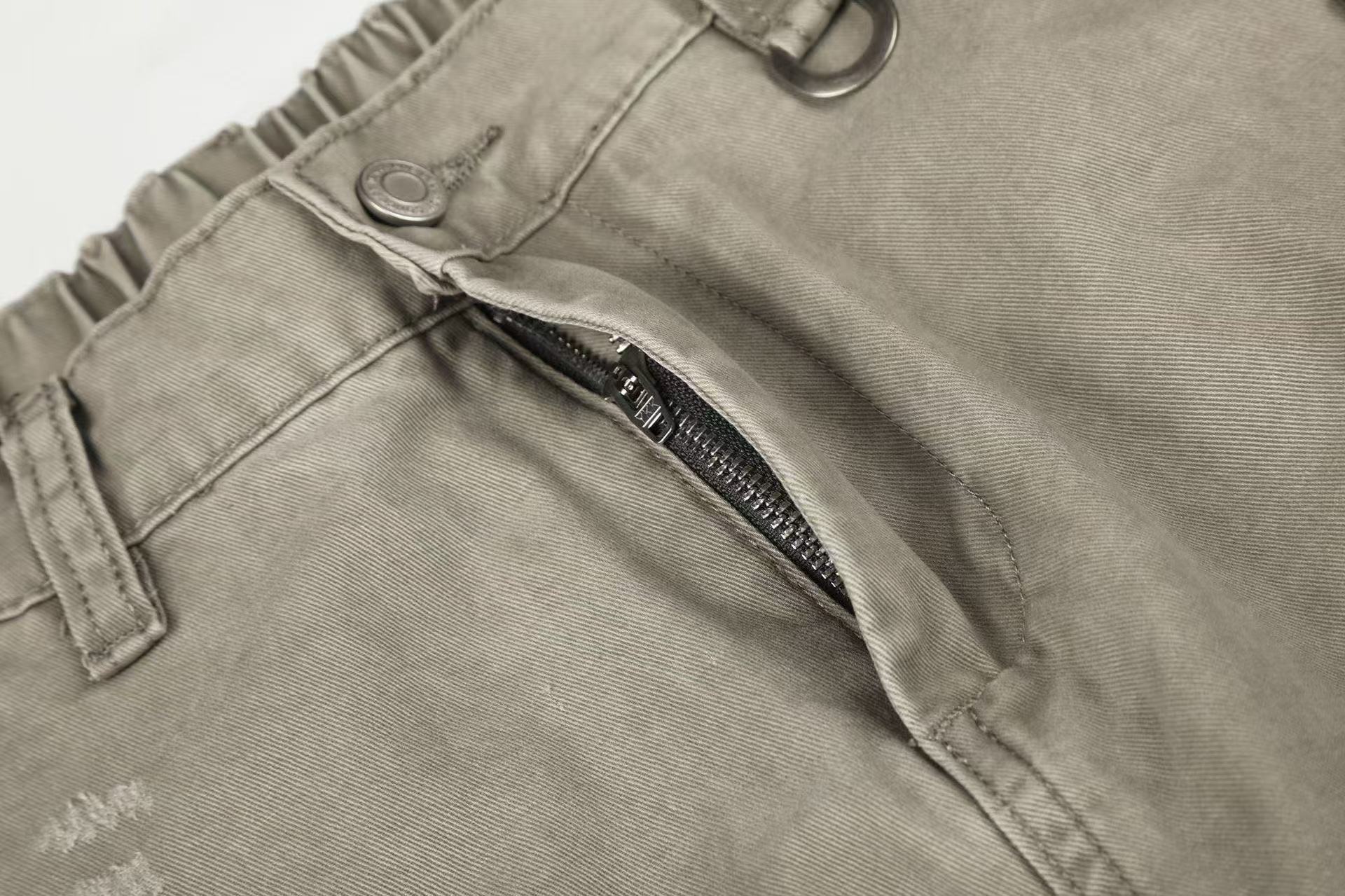 Splash Paint Distressed Chain Decor Wide-Leg Cargo Pants