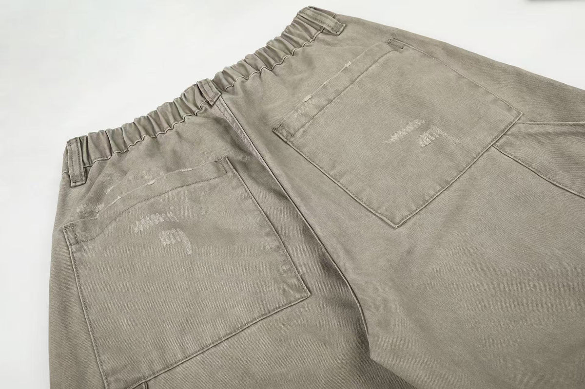 Splash Paint Distressed Chain Decor Wide-Leg Cargo Pants