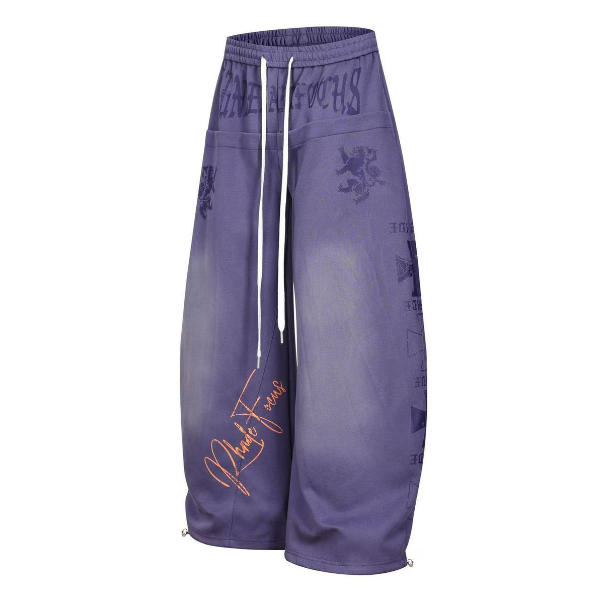 Graffiti Print Oversized Baggy Drawstring Wide-Leg Sweatpants