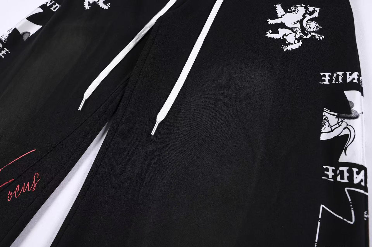 Graffiti Print Oversized Baggy Drawstring Wide-Leg Sweatpants