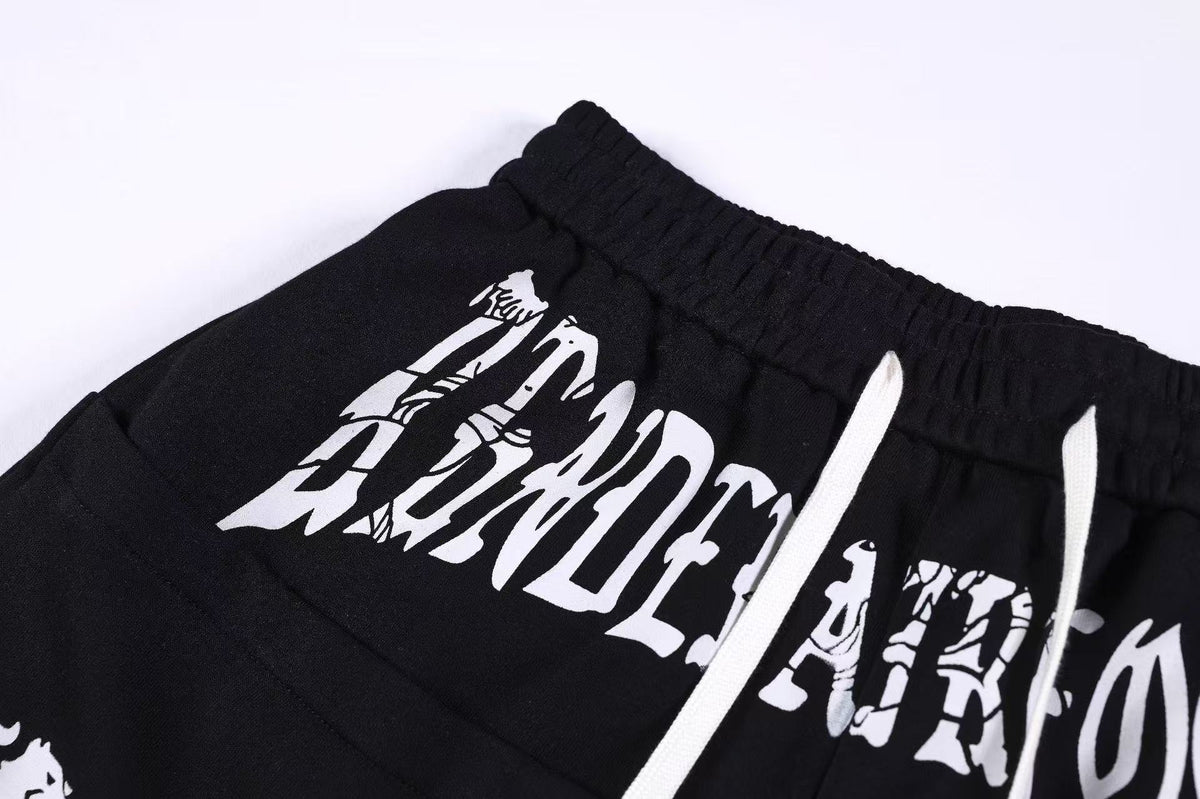 Graffiti Print Oversized Baggy Drawstring Wide-Leg Sweatpants