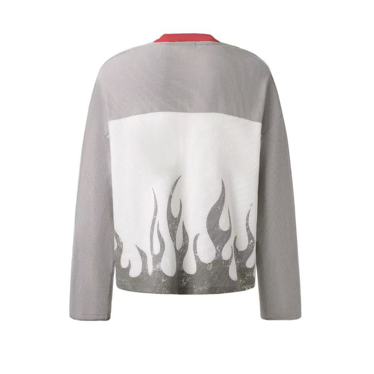 Vintage Flame 87 Number Graphic Waffle Knit Long Sleeve
