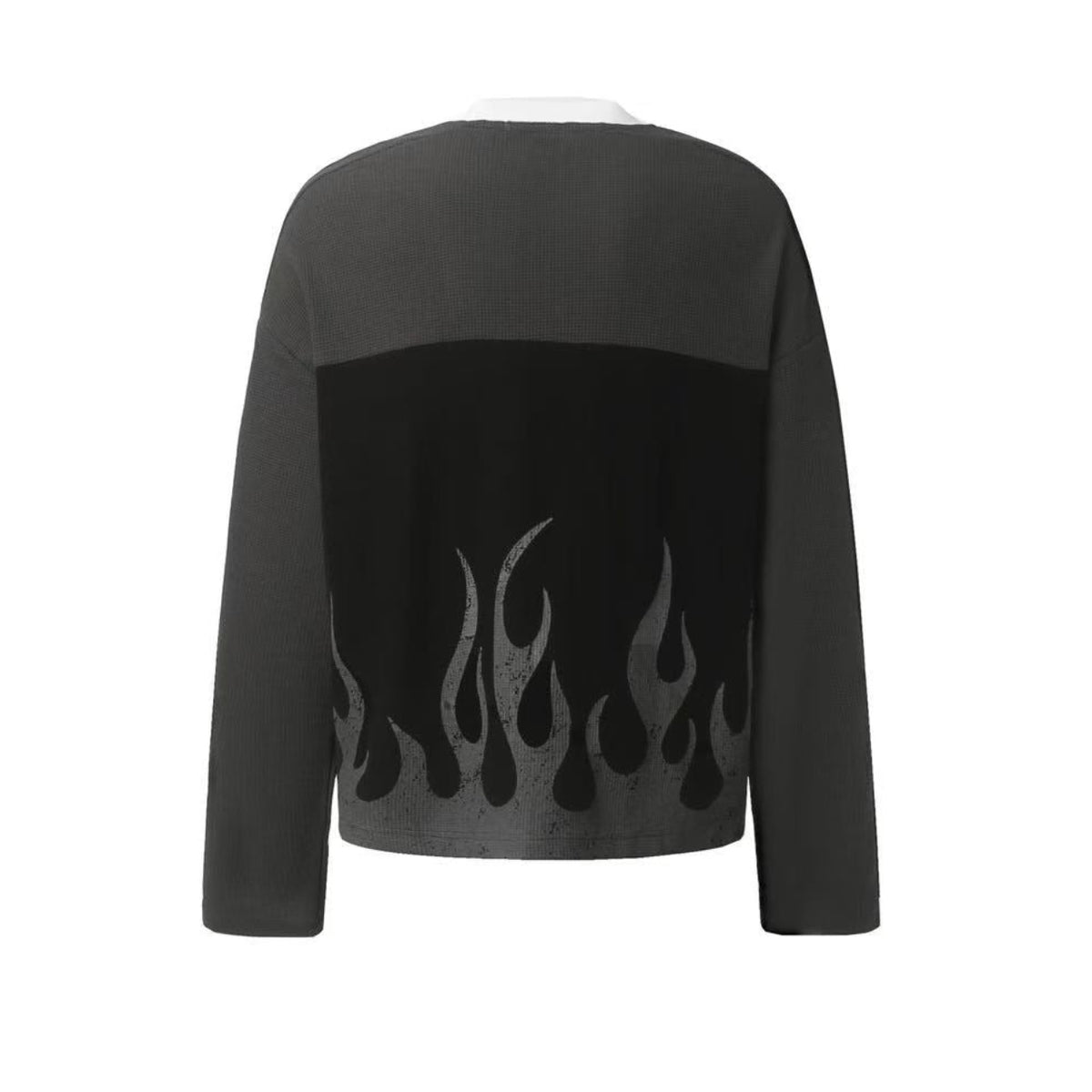 Vintage Flame 87 Number Graphic Waffle Knit Long Sleeve