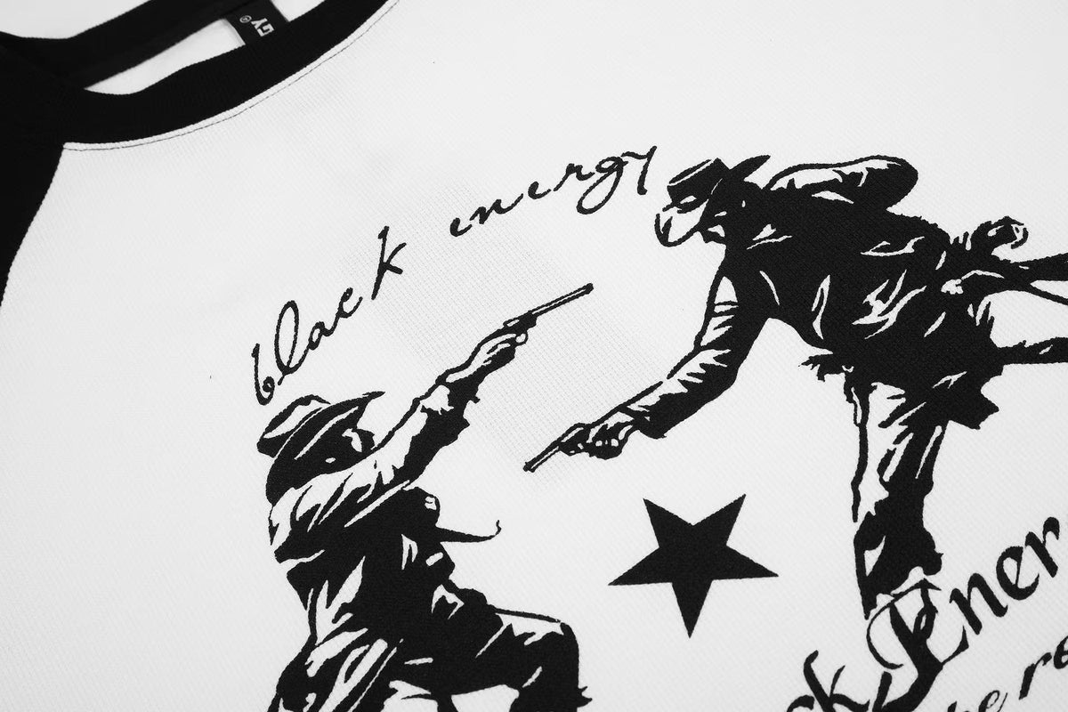Star Print Cowboy Duel Raglan Long Sleeve