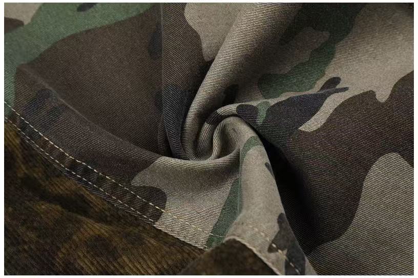 Camo Leopard Patchwork Drawstring Wide-Leg Cargo Pants