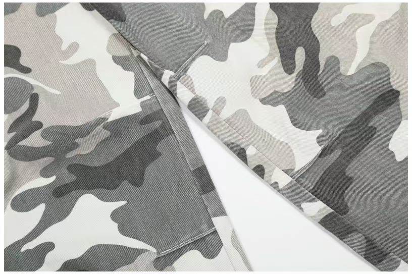 Snow Camo Multi-Pocket Wide-Leg Cargo Pants
