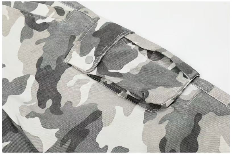 Snow Camo Multi-Pocket Wide-Leg Cargo Pants