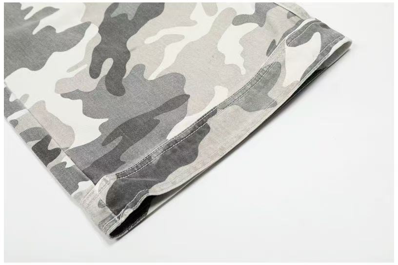 Snow Camo Multi-Pocket Wide-Leg Cargo Pants
