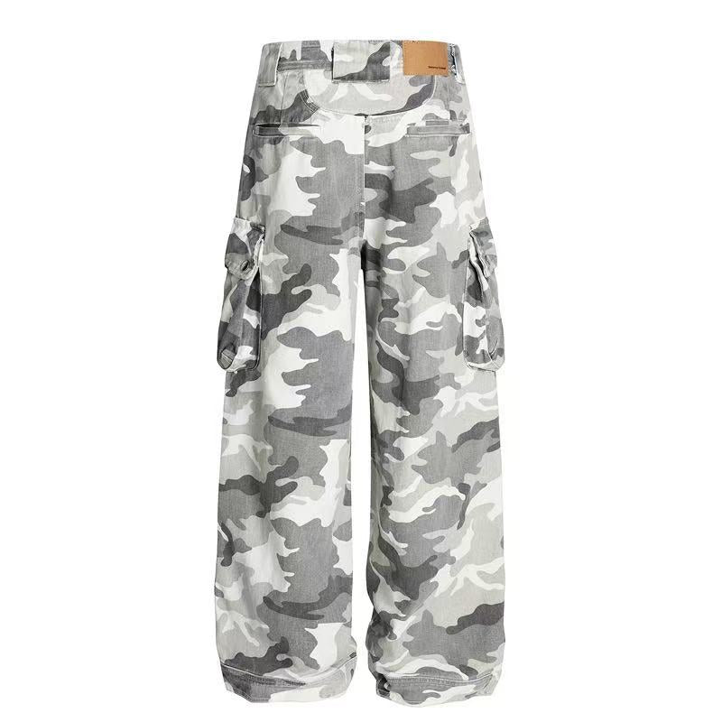 Snow Camo Multi-Pocket Wide-Leg Cargo Pants