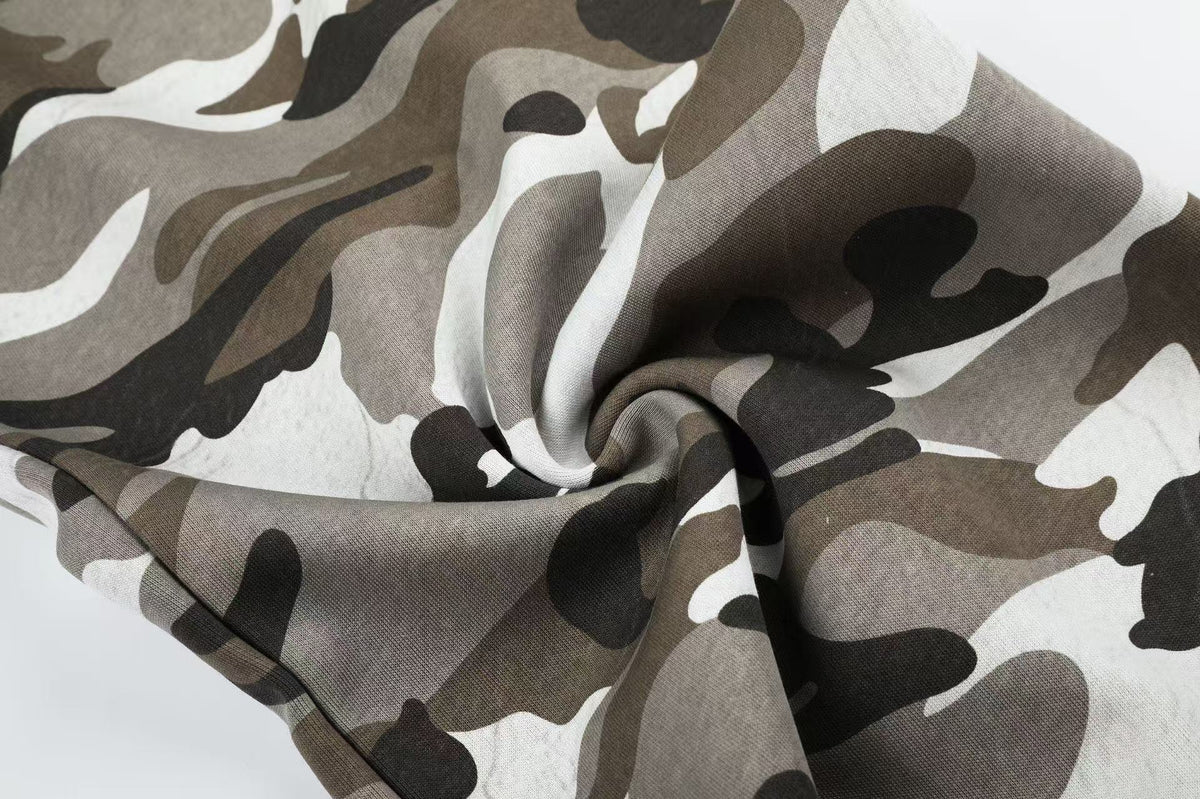 Vintage Camo Drawstring Elastic Waist Wide-Leg Sweatpants