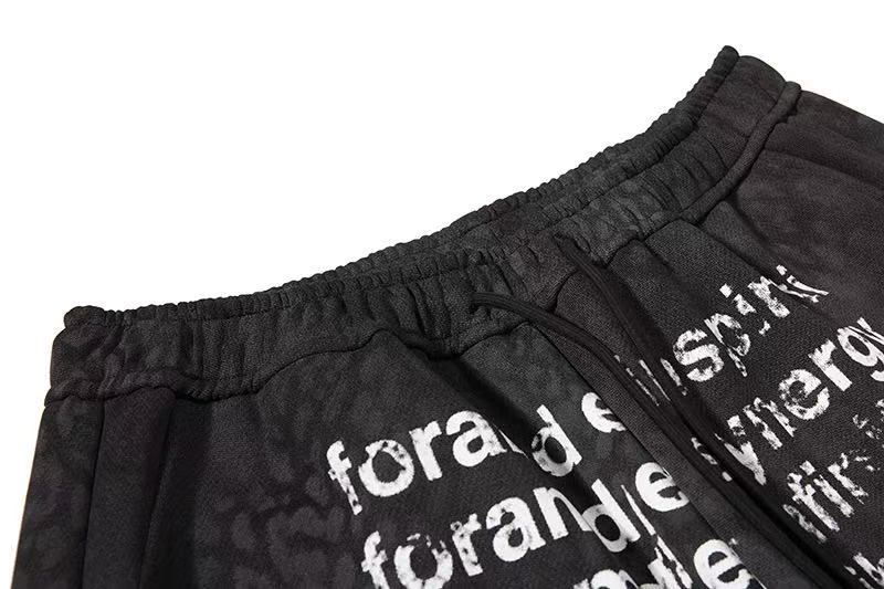 Vintage Letter Star Print Wide-Leg Sweatpants