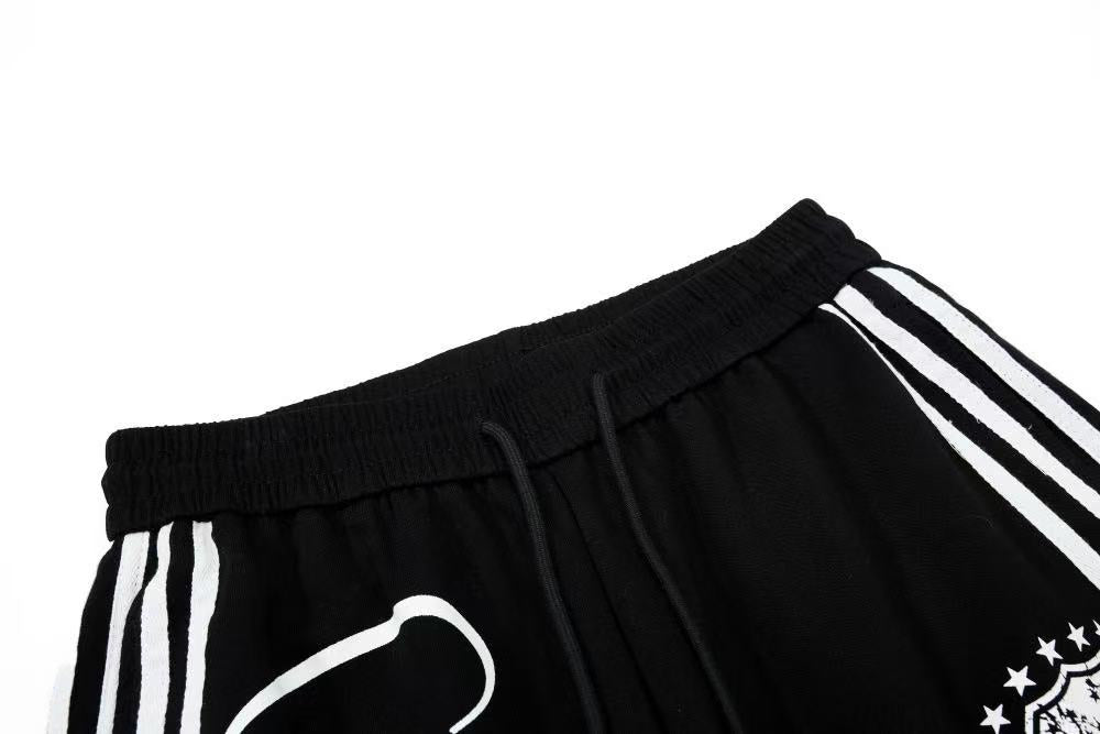 Cursive Script Side Stripe Wide-Leg Sweatpants