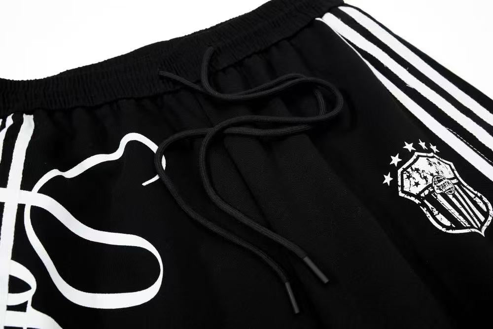 Cursive Script Side Stripe Wide-Leg Sweatpants