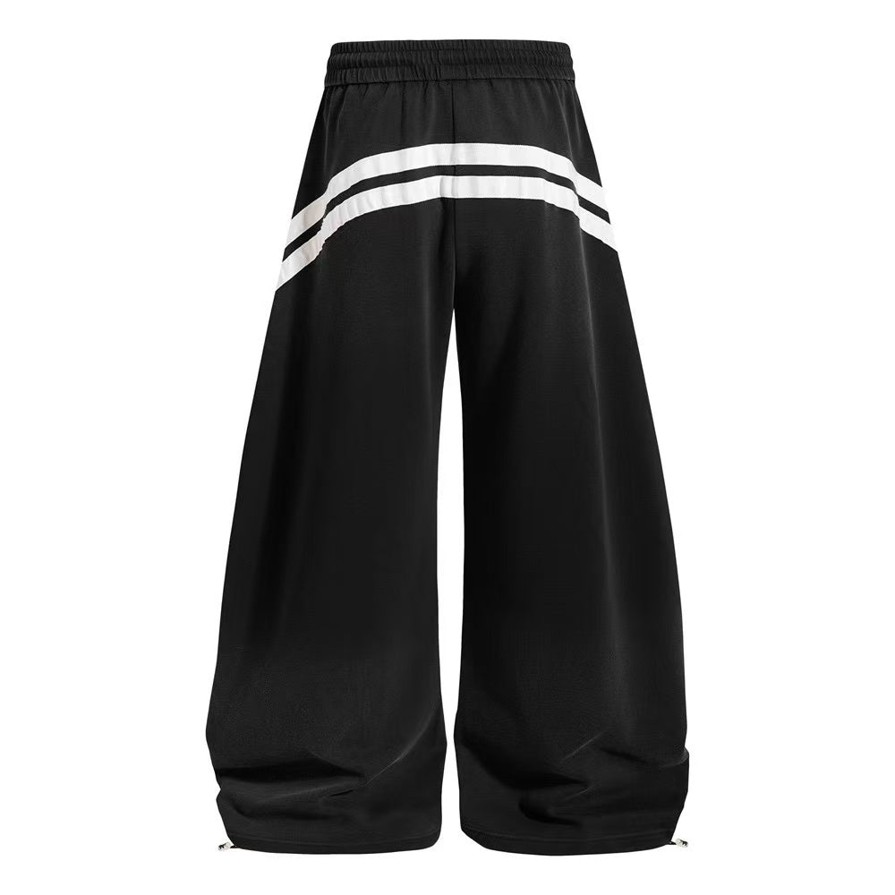 Vintage Faded Soccer Badge Print Wide-Leg Baggy Sweatpants