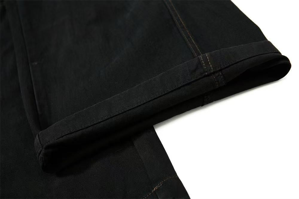Vintage Washed Rope Lace-Up Button Wide-Leg Cargo Pants