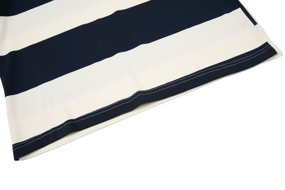Vintage Block Stripe Number 12 Graphic Rugby Polo Shirt