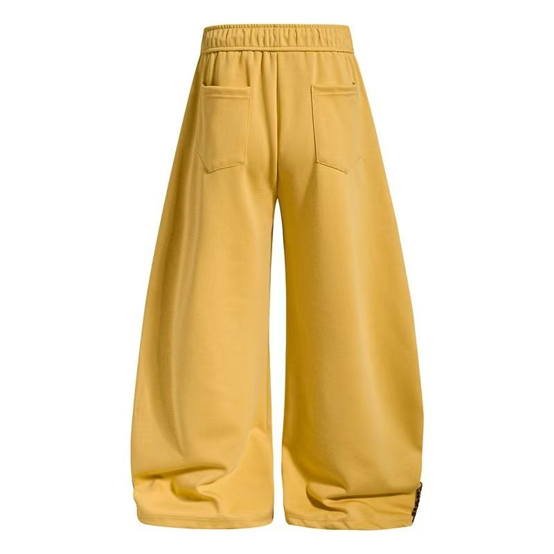 Two-Tone Leopard Stripe Side Graphic Baggy Wide-Leg Sweatpants