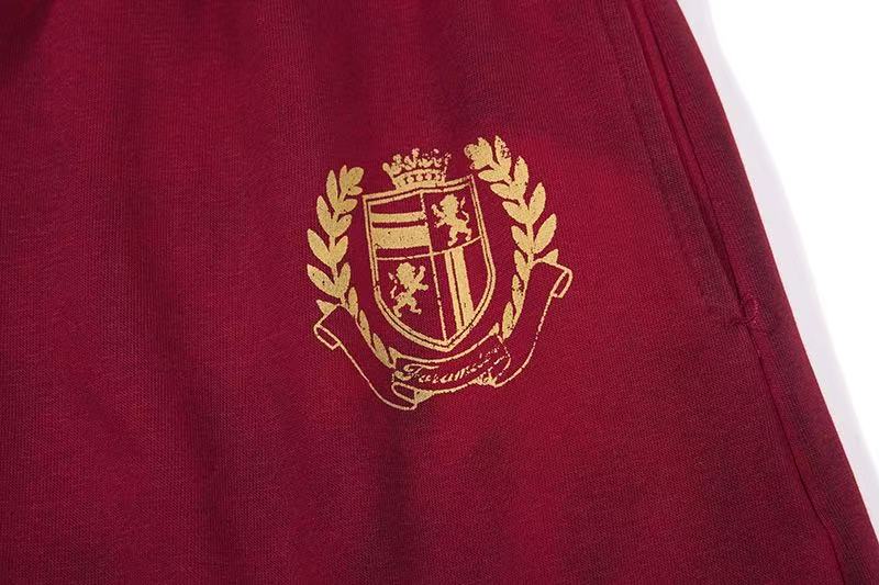 Vintage Crest Emblem Print Baggy Wide-Leg Sweatpants