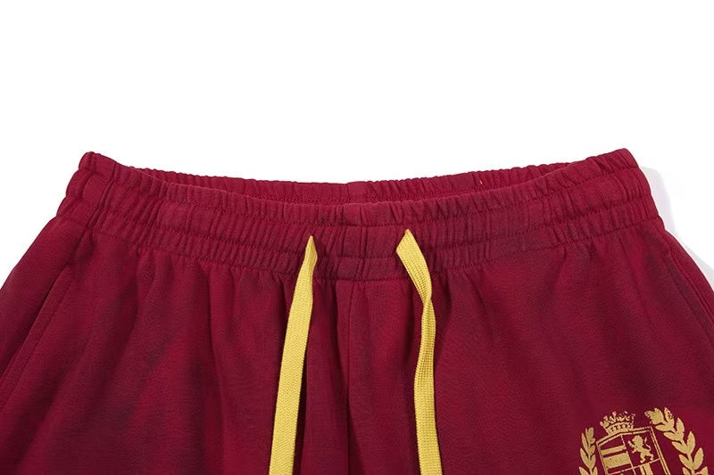 Vintage Crest Emblem Print Baggy Wide-Leg Sweatpants