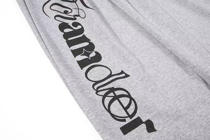 Side Heart & Cursive Text Print Wide-Leg Sweatpants