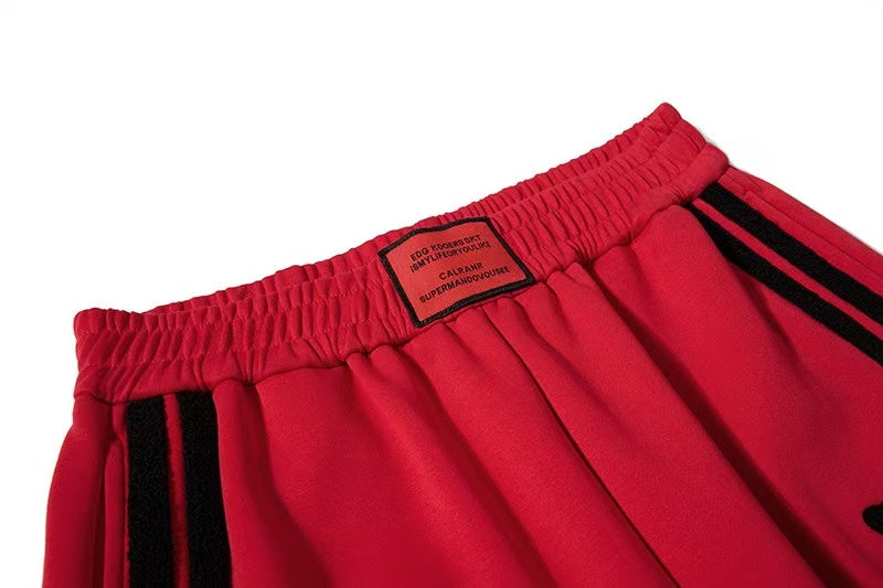 Chenille Star & Side Stripes Wide-Leg Sweatpants