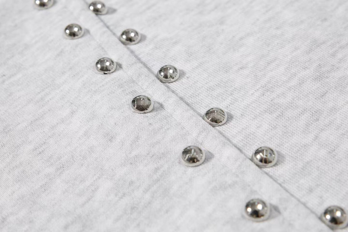 Rhinestone Studded Side Seam Arc Wide-Leg Sweatpants