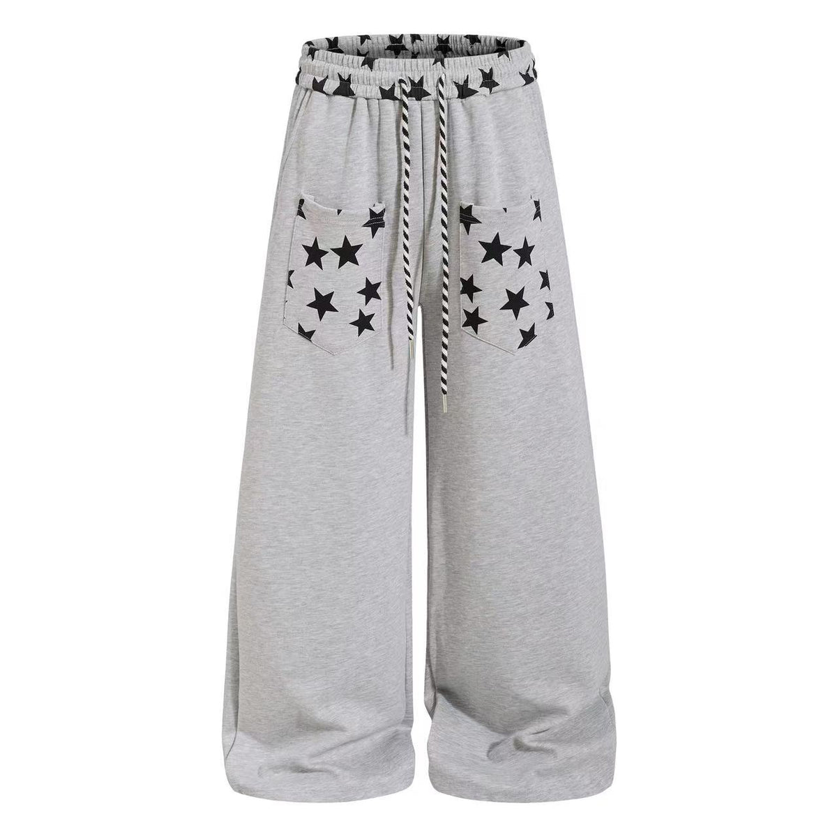 Star Print Pockets Wide-Leg Sweatpants