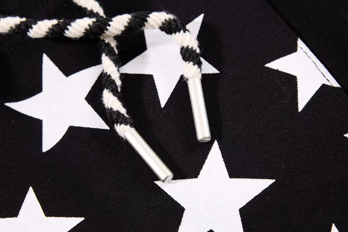 Star Print Pockets Wide-Leg Sweatpants