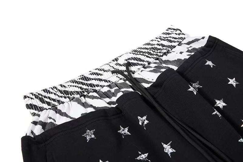 Zebra Patches & Star Print Wide-Leg Sweatpants