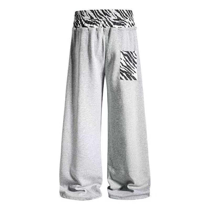 Zebra Patches & Star Print Wide-Leg Sweatpants