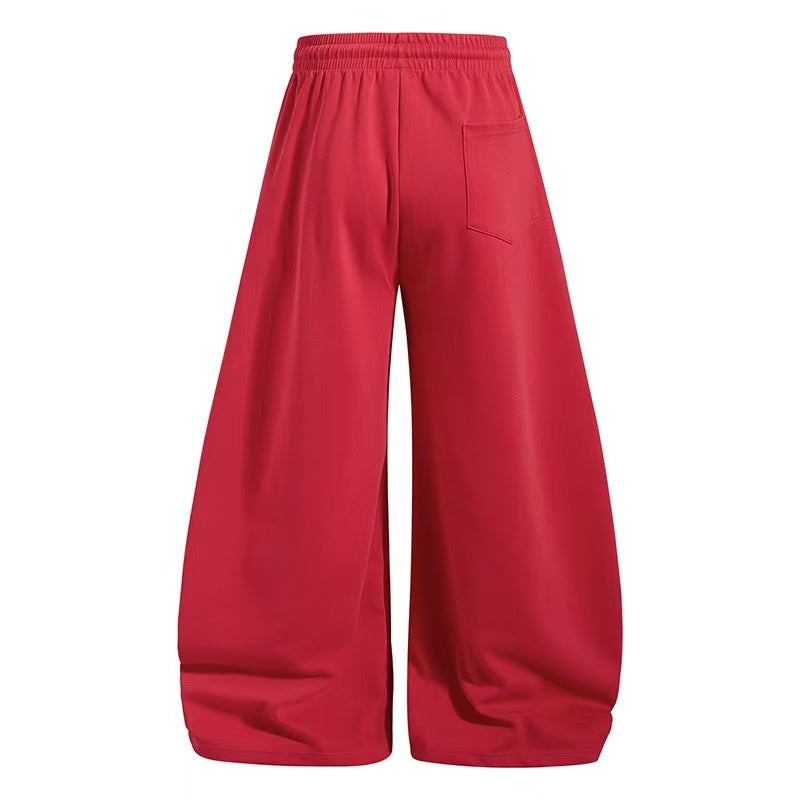 Zebra Heart Patches & Star Rhinestone Print Baggy Wide-Leg Sweatpants