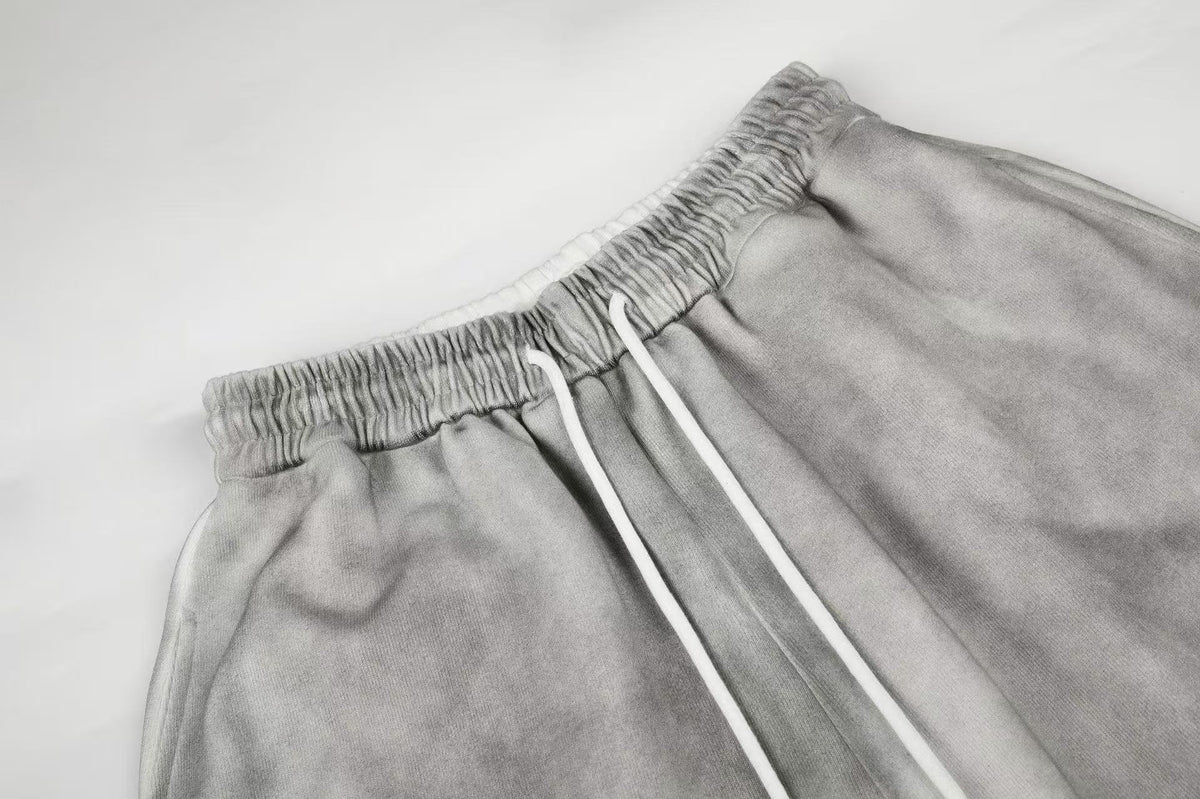 Wash Grunge Brush Letter Print Wide-Leg Sweatpants