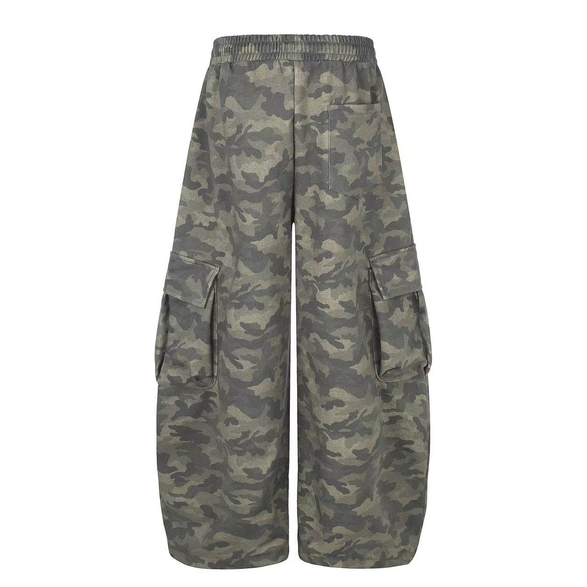 Camo Cursive Script Print Wide-Leg Sweatpants