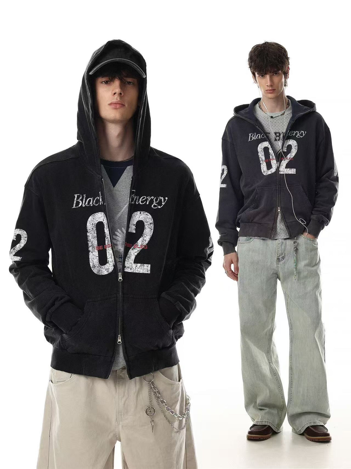Wash Vintage 02 Graphic Zip Up Hoodie
