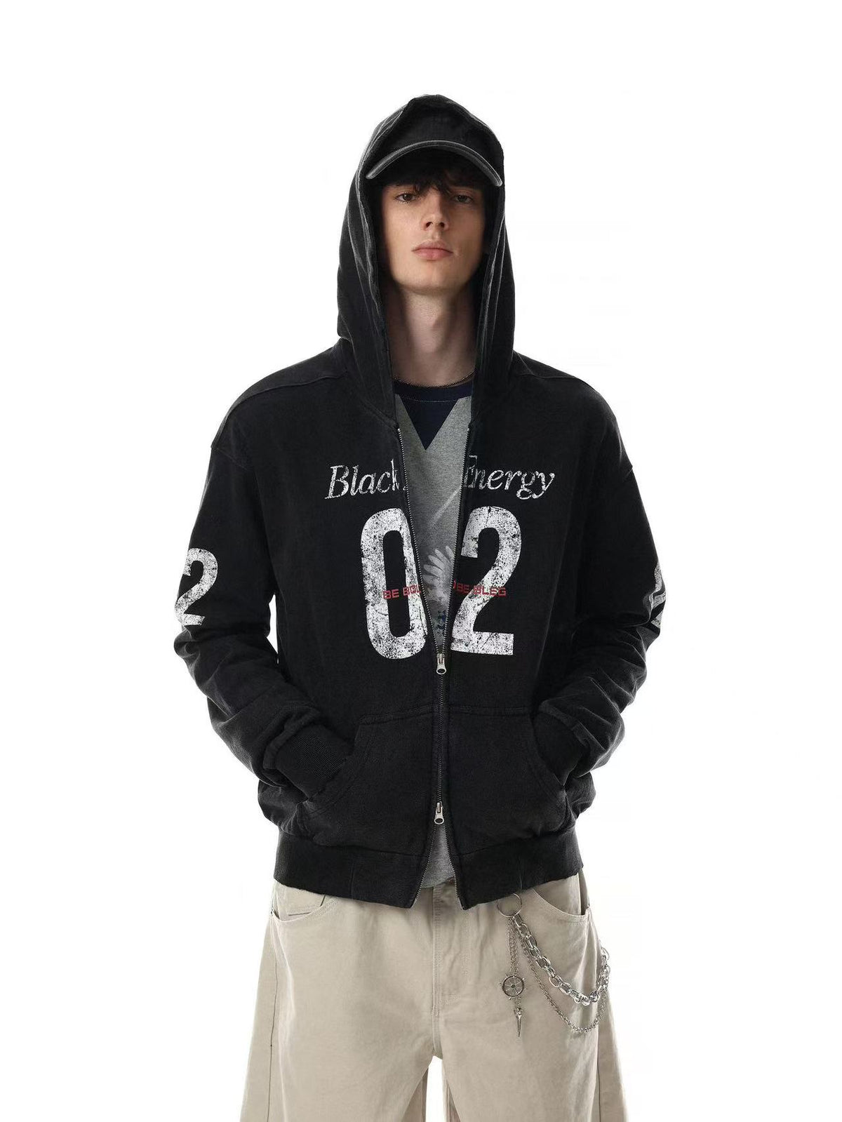 Wash Vintage 02 Graphic Zip Up Hoodie