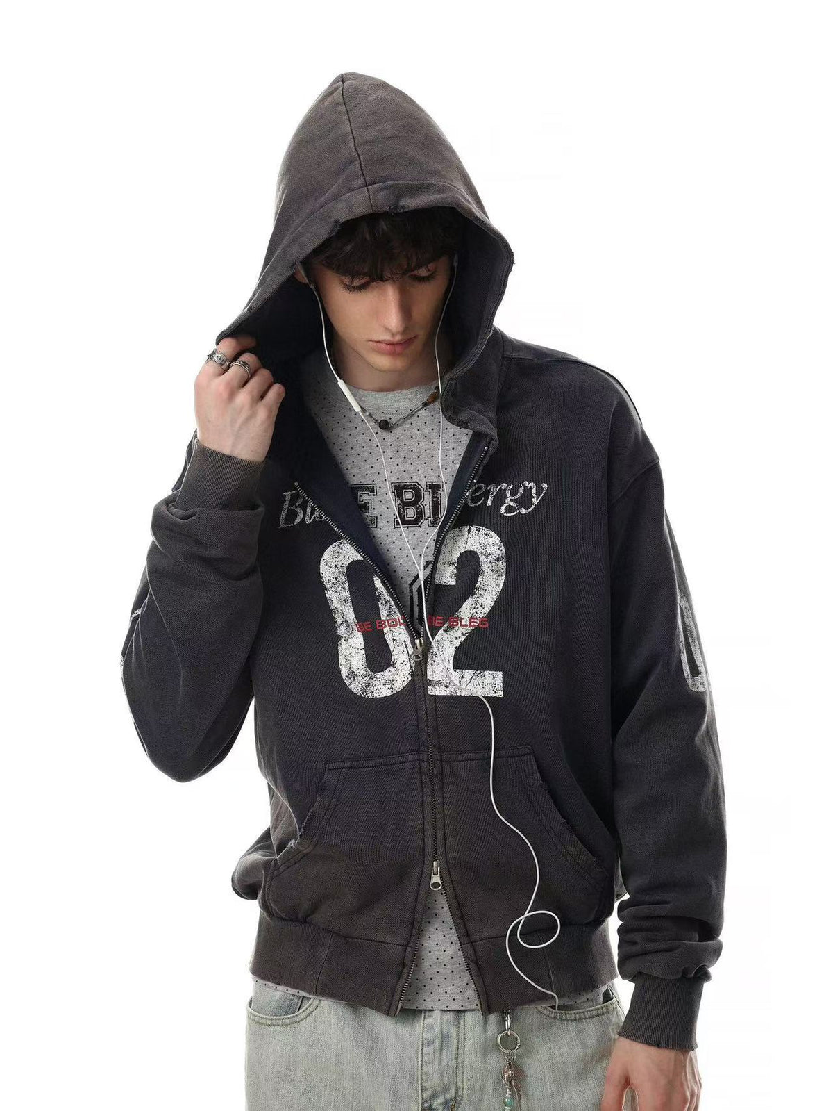 Wash Vintage 02 Graphic Zip Up Hoodie