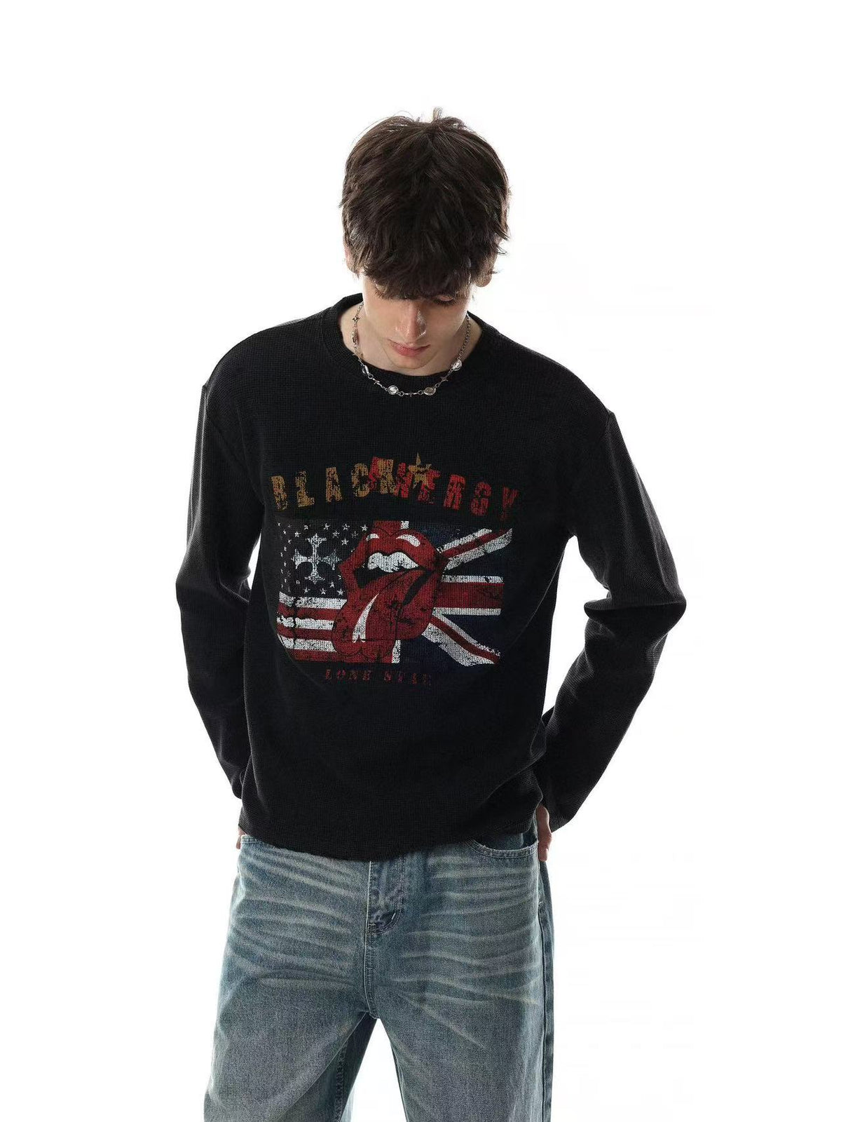 Vintage Flag Tongue Waffle Long Sleeve