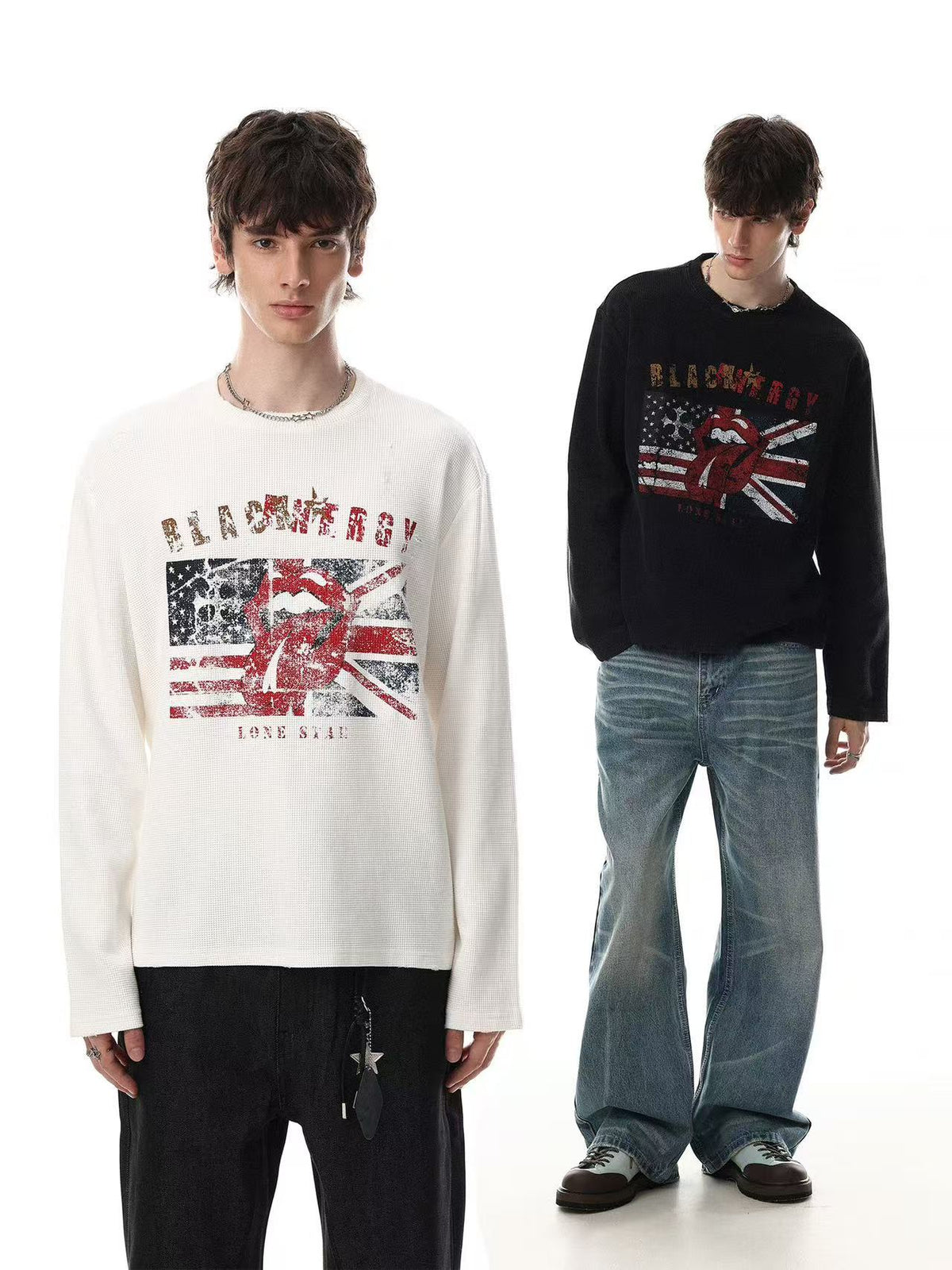 Vintage Flag Tongue Waffle Long Sleeve