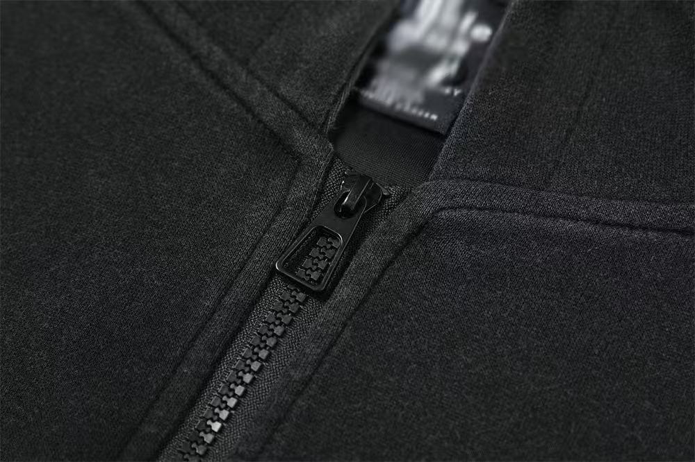 Vintage Graphic Lettering & Patch Details Zip-Up Hoodie