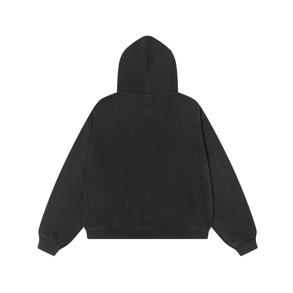 Vintage Graphic Lettering & Patch Details Zip-Up Hoodie